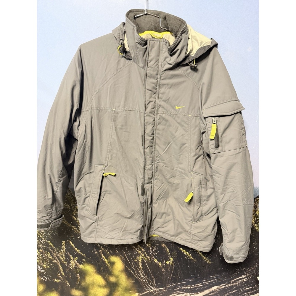Vintage Nike Y2K Winter Jacket Men's XL Swoosh Logo Cozy Lined Long Dual Zipper